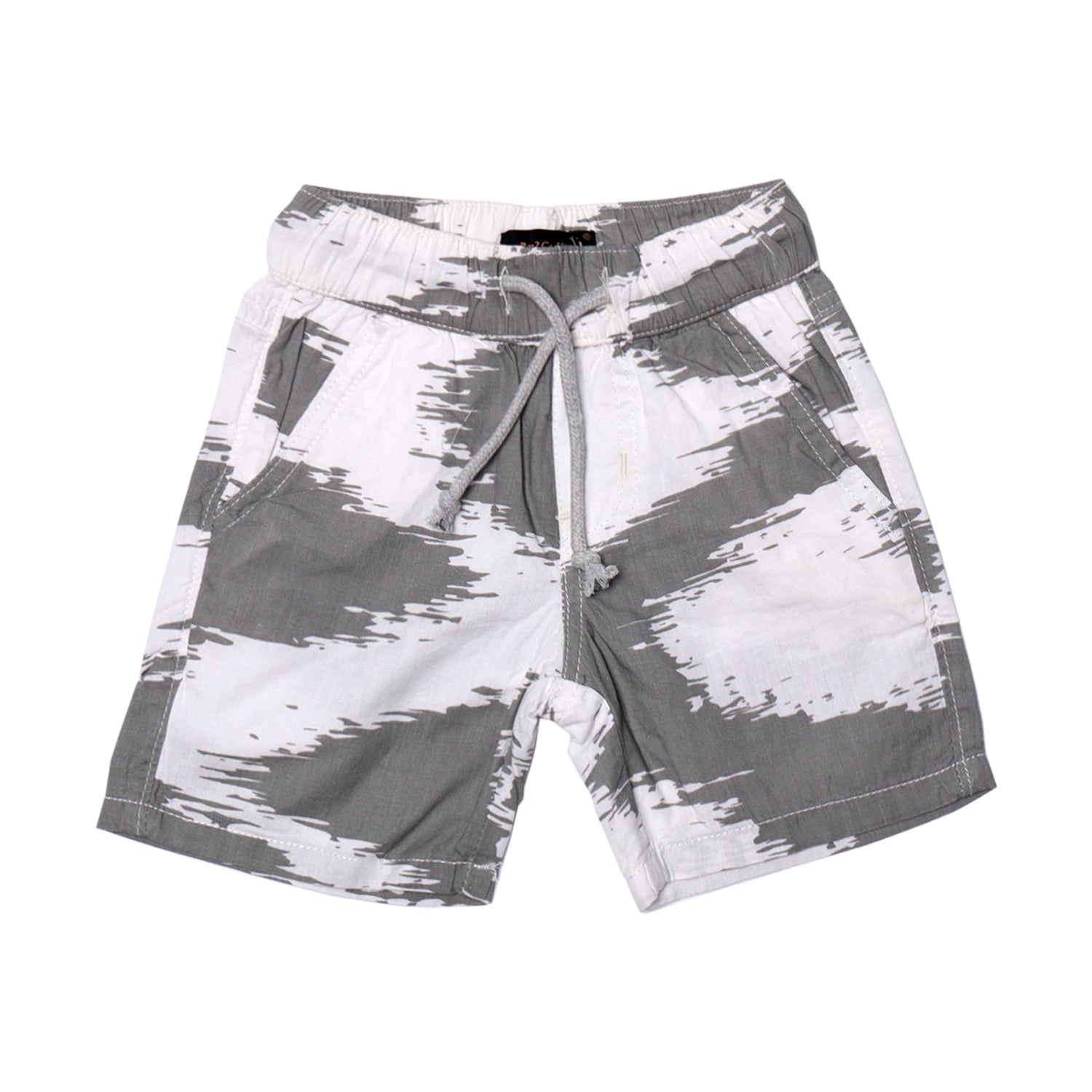 WHITE WITH GREY PATTERN COTTON SHORT FOR BOYS