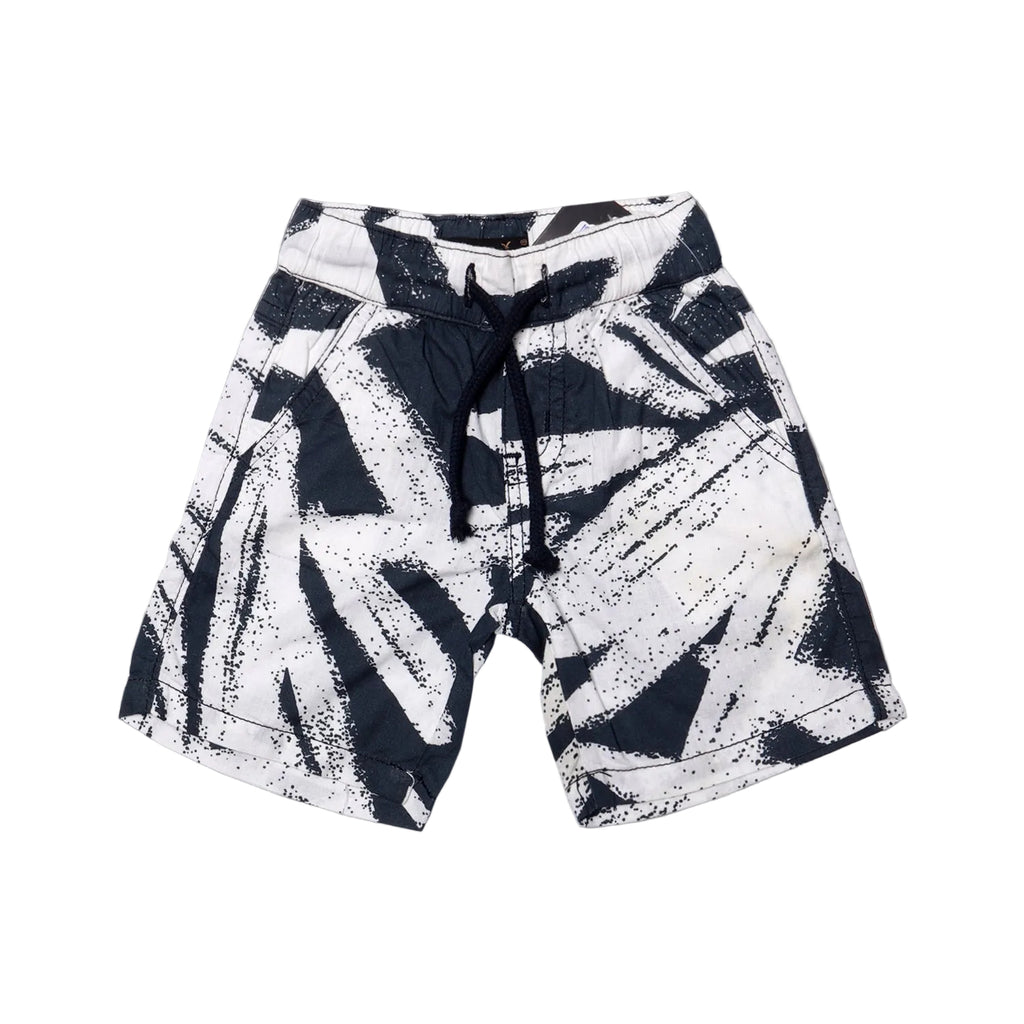WHITE WITH BLUE PATTERN COTTON SHORT FOR BOYS