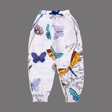 WHITE WITH BIG BUTTERFLIES PRINTED FRIL POCKETS PAJAMA FOR GIRLS