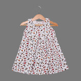 WHITE MULTIPLE THINGS PRINTED FROCK FOR GIRLS