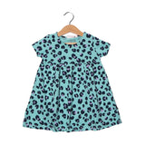 TURQUOISE CHEETAH PRINTED FROCK FOR GIRLS