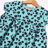 TURQUOISE CHEETAH PRINTED FROCK FOR GIRLS