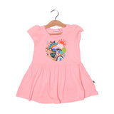 PINK BOBOLL GO GREEN PRINTED FROCK FOR GIRLS