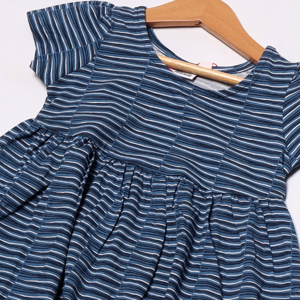 BLUE PATTERN DESIGN PRINTED FROCK FOR GIRLS