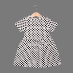 Load image into Gallery viewer, WHITE POLKA DOTS PRINTED FROCK FOR GIRLS
