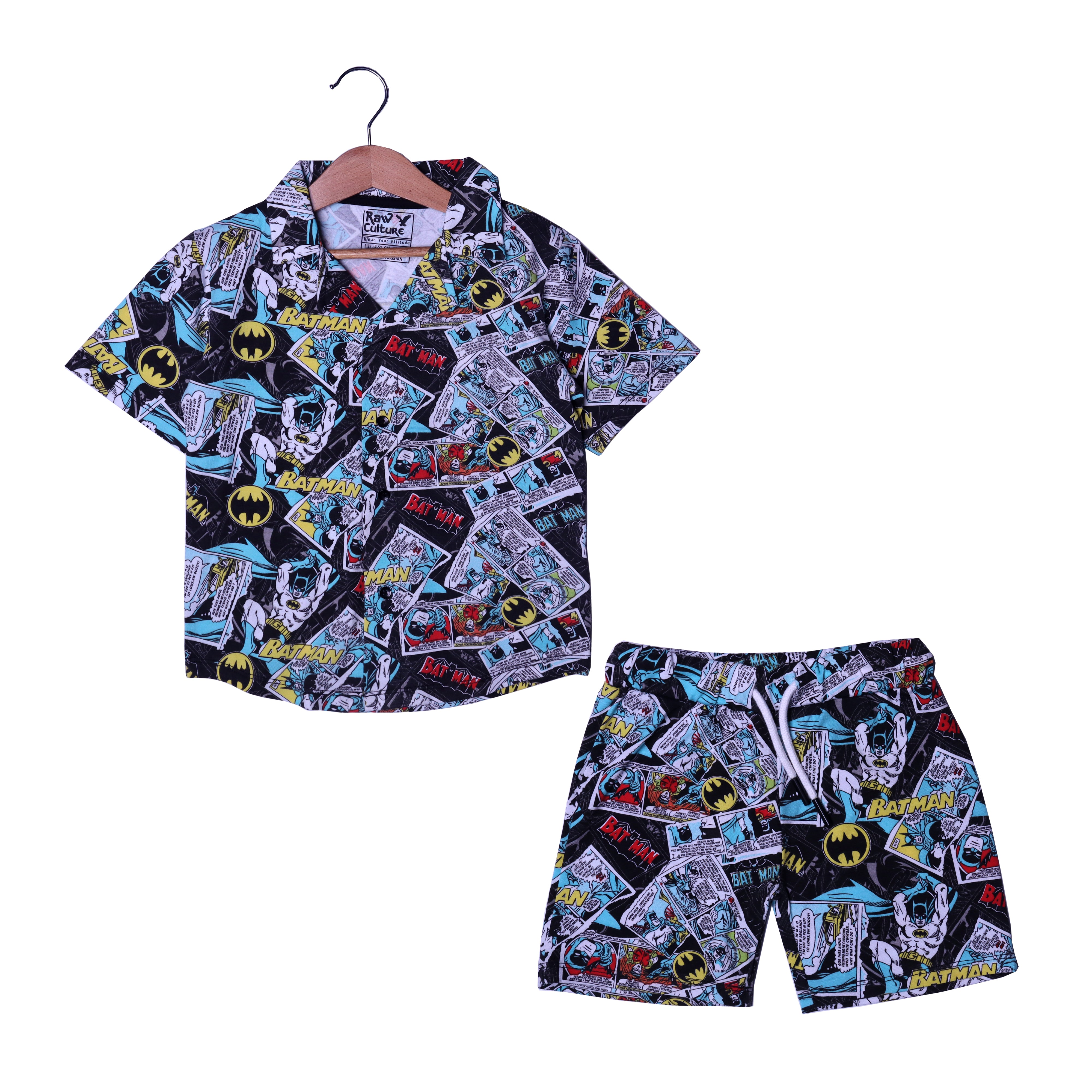 BATMAN PRINT WITH SHORTS COTTON JERSY FABRIC BABA SUIT Secondary image