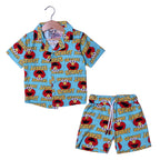 SESAME PRINT WITH SHORTS COTTON JERSY FABRIC BABA SUIT