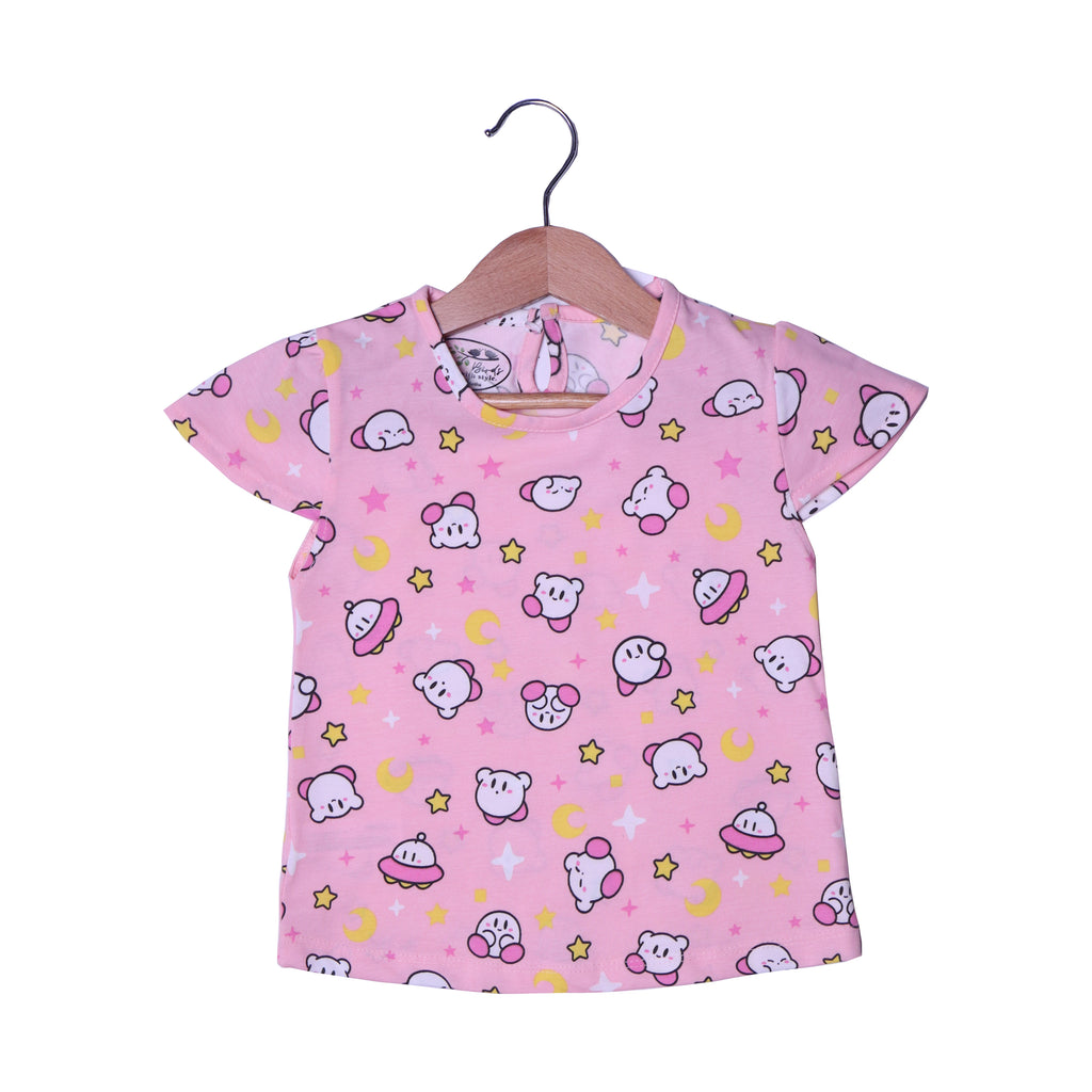PINK U.F.O PRINTED T-SHIRT TOP FOR GIRLS