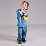 LIGHT BLUE MICKEY MOUSE PRINT WITH HOOD DENIM JACKET