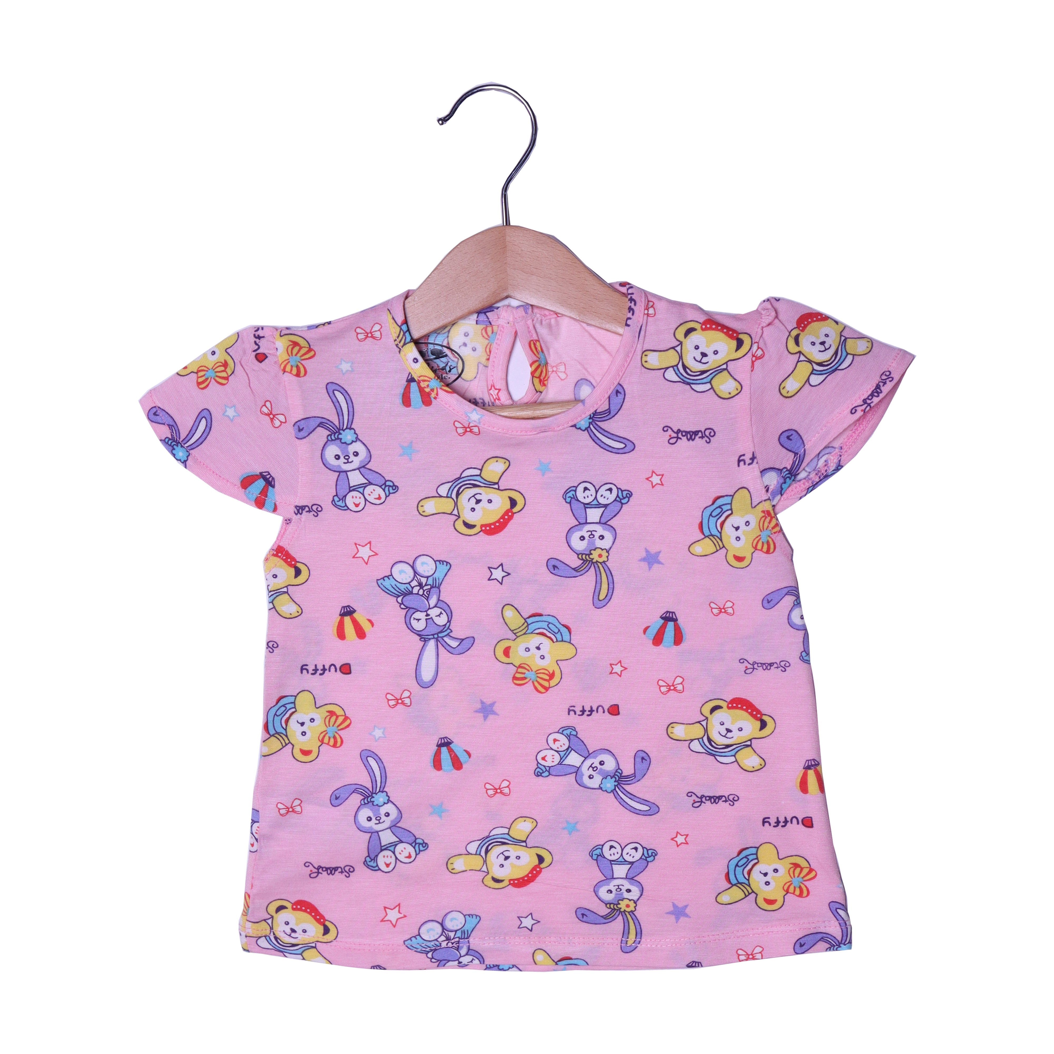 PINK RABBIT & BEAR PRINTED T-SHIRT TOP FOR GIRLS Secondary image