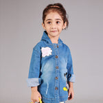 Load image into Gallery viewer, LIGHT BLUE MICKEY MOUSE PRINT WITH HOOD DENIM JACKET
