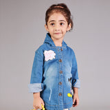 LIGHT BLUE MICKEY MOUSE PRINT WITH HOOD DENIM JACKET