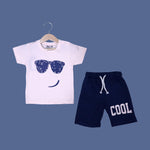 Load image into Gallery viewer, PEACH GLASSES PRINT WITH SHORTS COTTON JERSY FABRIC BABA SUIT

