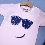 Load image into Gallery viewer, PEACH GLASSES PRINT WITH SHORTS COTTON JERSY FABRIC BABA SUIT
