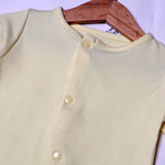 Load image into Gallery viewer, YELLOW PLAIN RIBBED FABRIC POWER STRETCH FULL BODY FULL SLEEVES ROMPER
