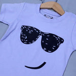 Load image into Gallery viewer, BLUE GLASSES PRINT WITH SHORTS COTTON JERSY FABRIC BABA SUIT
