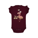 Load image into Gallery viewer, DARK PURPLE SWAN &amp; BABIES PRINT HALF BODY HALF SLEEVES ROMPER
