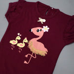 Load image into Gallery viewer, DARK PURPLE SWAN &amp; BABIES PRINT HALF BODY HALF SLEEVES ROMPER
