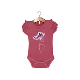 PINK FLOWER PRINT HALF BODY HALF SLEEVES ROMPER