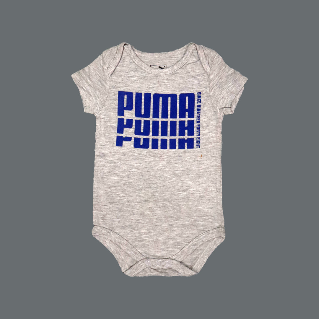 HAZEL GREY PUMA PRINT HALF BODY HALF SLEEVES ROMPER