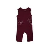 MAROON GIRAFFE PRINT HALF BODY SLEEVES LESS ROMPER