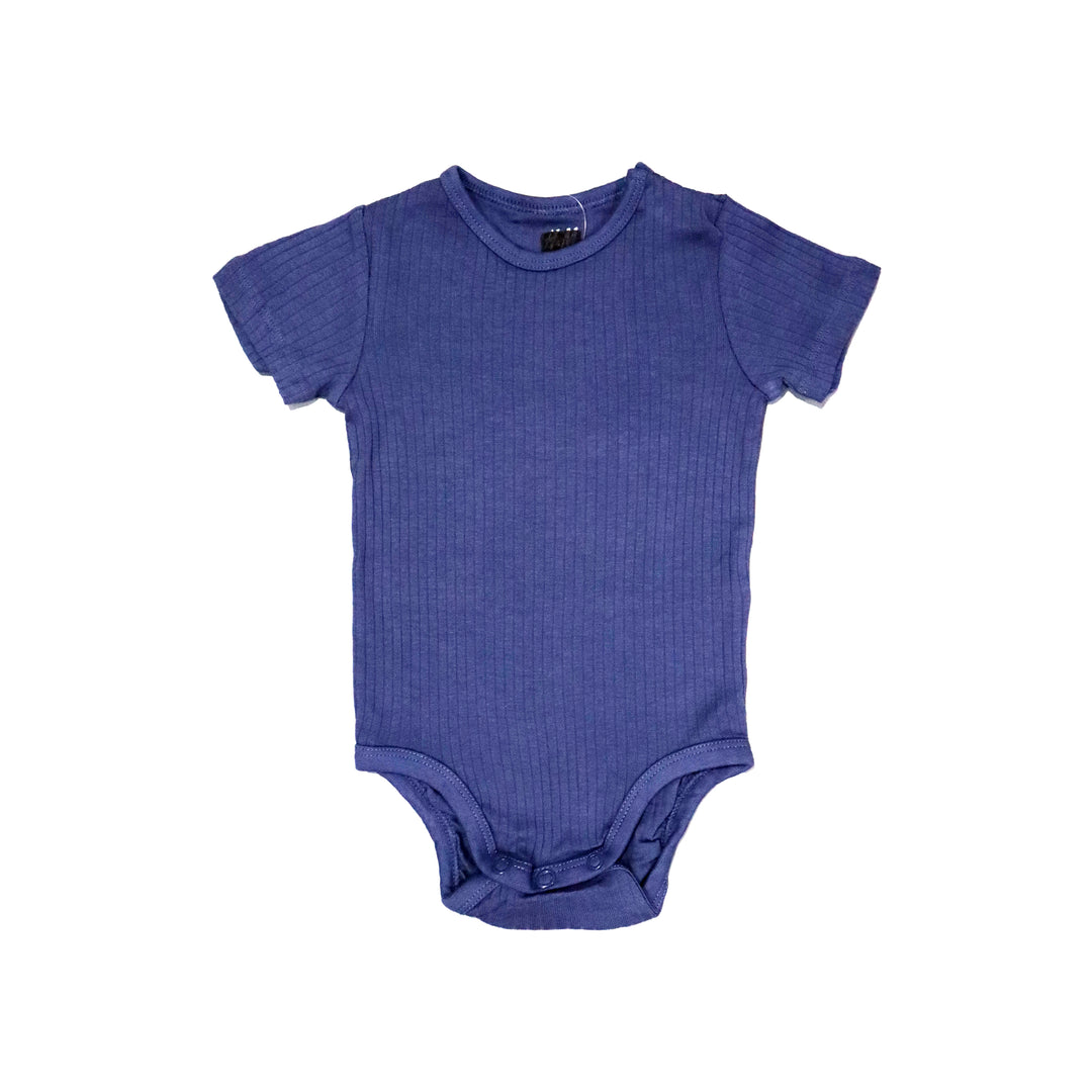 BLUE PLAIN HALF BODY HALF SLEEVES ROMPER