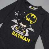 CHARCOAL GREY BATMAN PRINT HALF BODY FULL SLEEVES ROMPER
