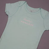 SEA GREEN DADDY'S PRINCESS PRINT HALF BODY HALF SLEEVES ROMPER