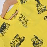 YELLOW BE LEGENDARY PRINTED HALF SLEEVES T-SHIRT