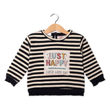 BLACK STRIPES JUST HAPPY PRINTED SWEATSHIRT FOR BOYS