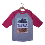 PINK SLEEVES ENJOY THE SUMMERS PRINTED 3 QUARTER SLEEVES T-SHIRT
