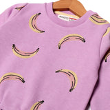 PURPLE BANANA PRINTED SWEATSHIRT FOR GIRLS