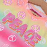 MULTI COLOR PEACE PRINTED T-SHIRT TOP FOR GIRLS