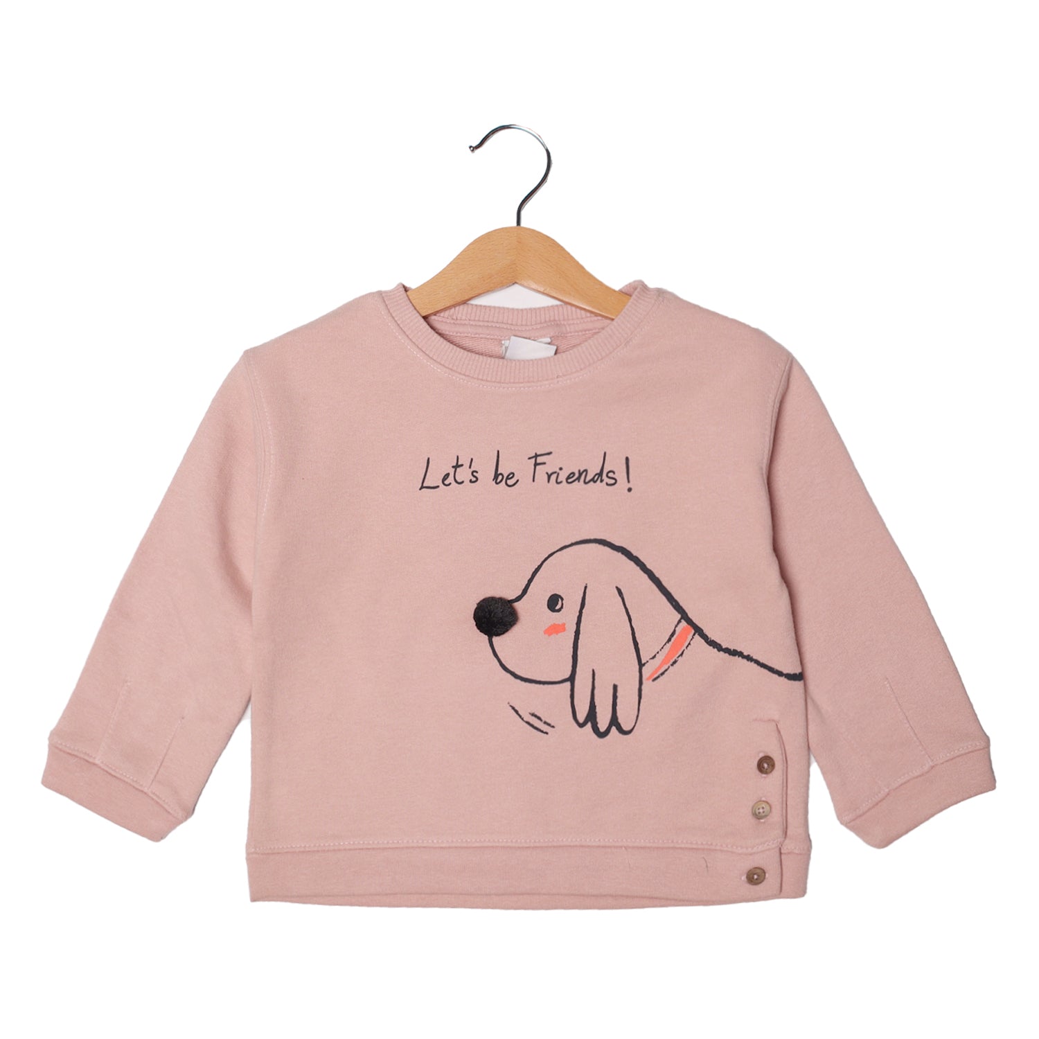 PINK LET'S BE FRIENDS PRINTED SWEATSHIRT FOR GIRLS