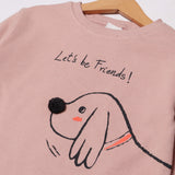 PINK LET'S BE FRIENDS PRINTED SWEATSHIRT FOR GIRLS
