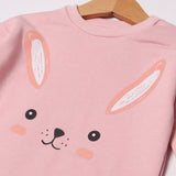 PINK RABBIT FACE PRINTED SWEATSHIRT FOR GIRLS