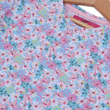 SKY BLUE ALL OVER FLOWERS PRINTED T-SHIRT TOP FOR GIRLS