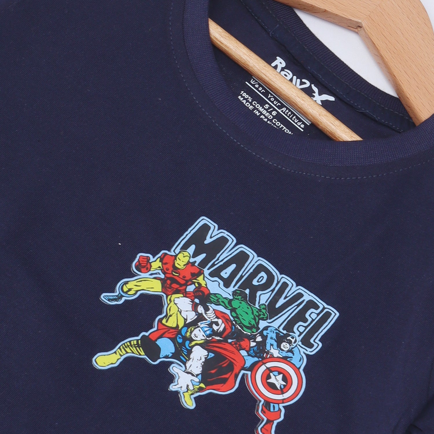 NAVY BLUE SUPER HEROES PRINTED HALF SLEEVES T-SHIRT Secondary image
