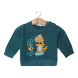 TEAL BLUE SKATE PARK DINO PRINTED SWEATSHIRT FOR BOYS