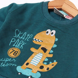 TEAL BLUE SKATE PARK DINO PRINTED SWEATSHIRT FOR BOYS