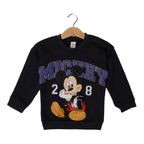 DULL BLACK MICKEY 28 PRINTED SWEATSHIRT FOR BOYS