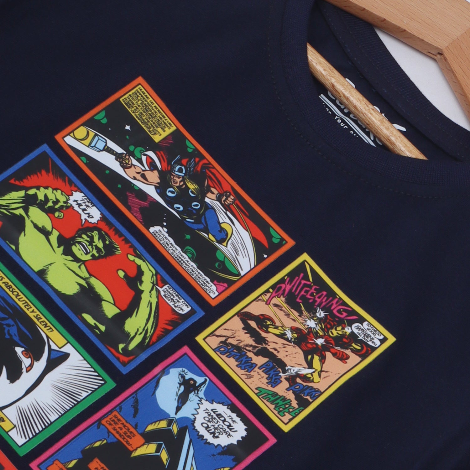 NAVY BLUE SUPER HEROES PRINTED HALF SLEEVES T-SHIRT Secondary image