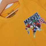 MUSTARD SUPER HEROES PRINTED HALF SLEEVES T-SHIRT