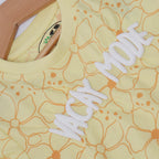 LIME YELLOW VACAY MODE FLOWERS PRINTED T-SHIRT TOP FOR GIRLS