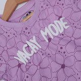 PURPLE VACAY MODE FLOWERS PRINTED T-SHIRT TOP FOR GIRLS