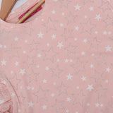 BABY PINK WITH WHITE & GLITTER STARS PRINTED T-SHIRT TOP FOR GIRLS