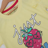 LIME YELLOW "JUST SMILE" PRINTED T-SHIRT TOP FOR GIRLS