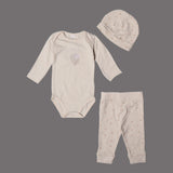 CREAM FLOWER PRINTED PAJAMA & CAP ROMPER FULL SUIT