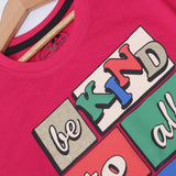 BLUSH PINK "BE KIND TO ALL KIND" PRINTED T-SHIRT TOP FOR GIRLS