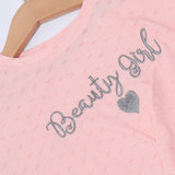 BABY PINK BEAUTY GIRL PRINTED T-SHIRT TOP FOR GIRLS
